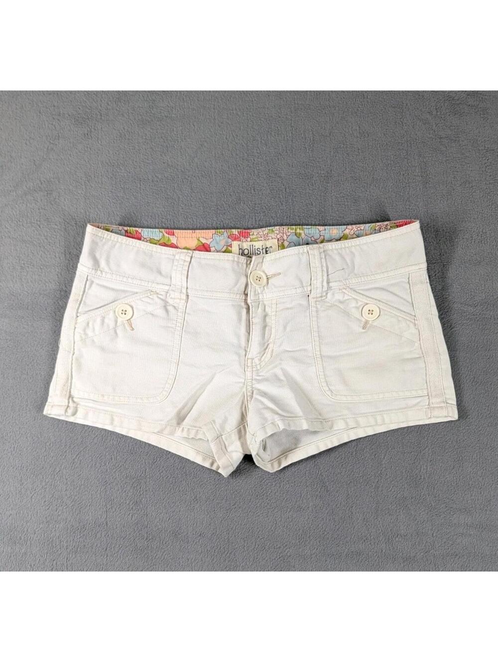 Hollister Womens Size 5 White Low Rise Shorts Y2K Stretch Beach Summer Casual